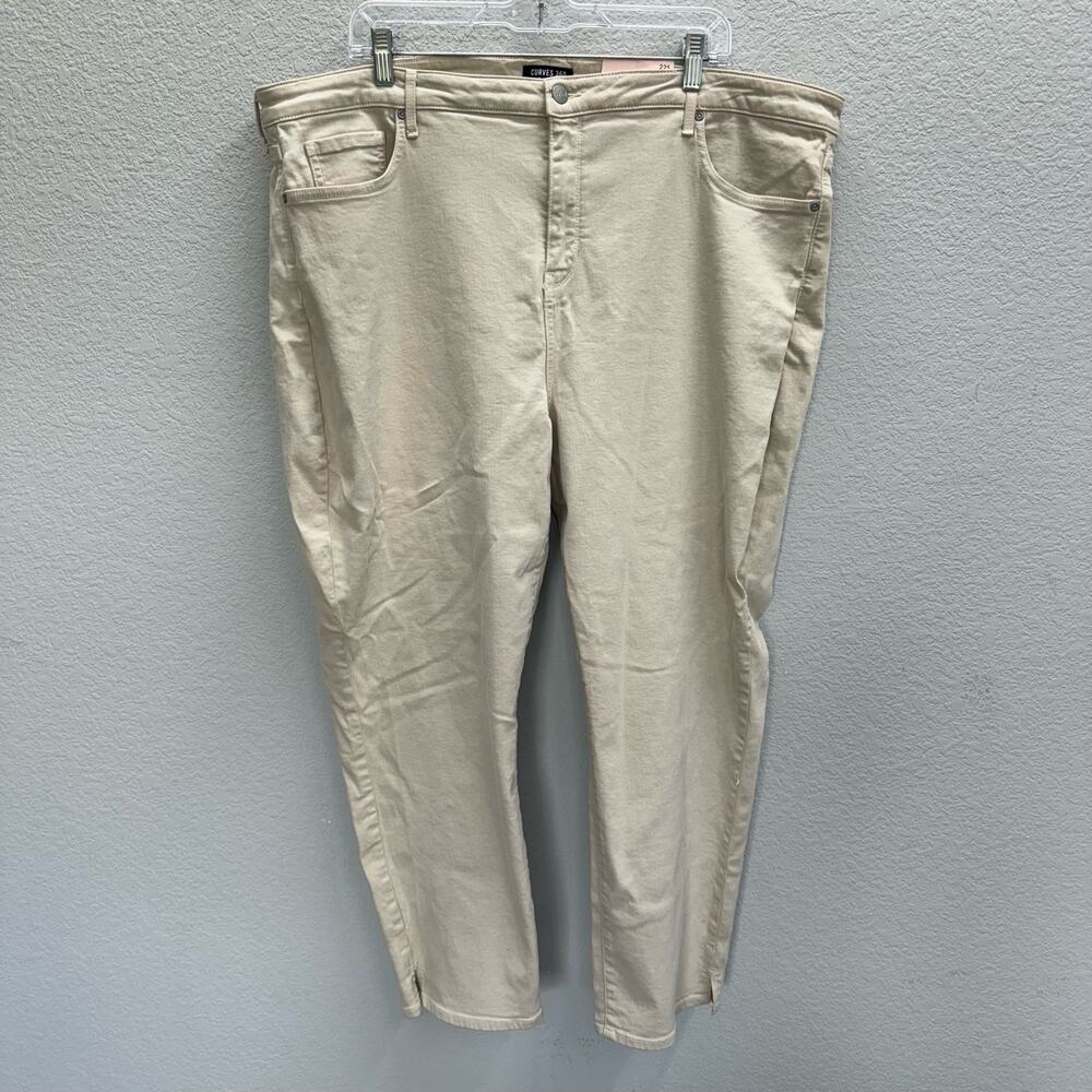NYDJ Jeans Women's Plus Size 22 Short Tan Curves 360 Slim Straight New
